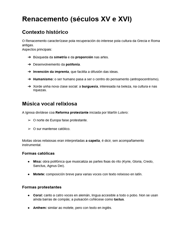 Renacemento (séculos XV e XVI) | PDF