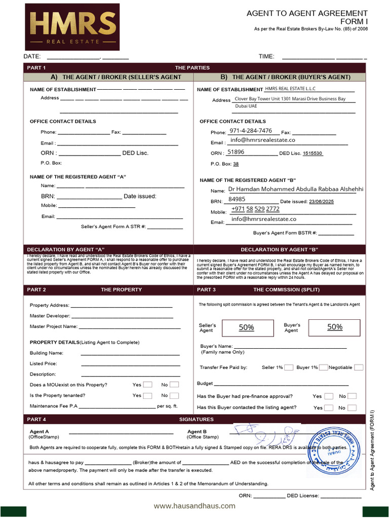 Agent to Agent Real Estate Agreement | PDF | Private Law