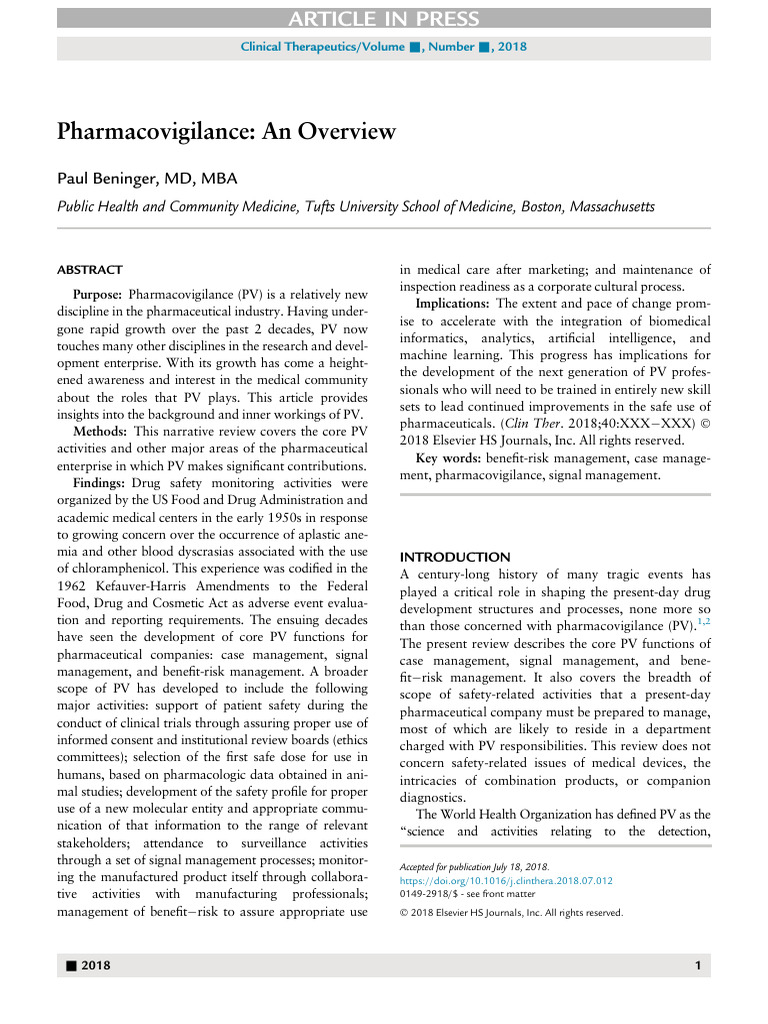 Overview of Pharmacovigilance Practices | PDF | Pharmacovigilance ...