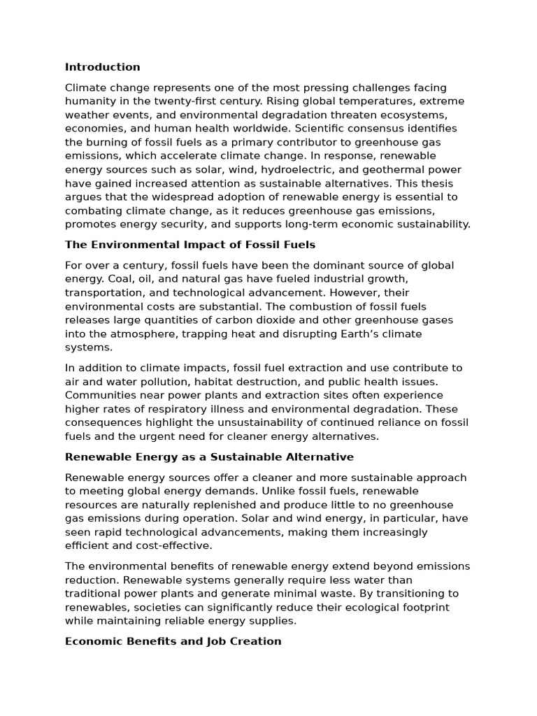 The Role of Renewable Energy in Combating Climate Change | PDF ...