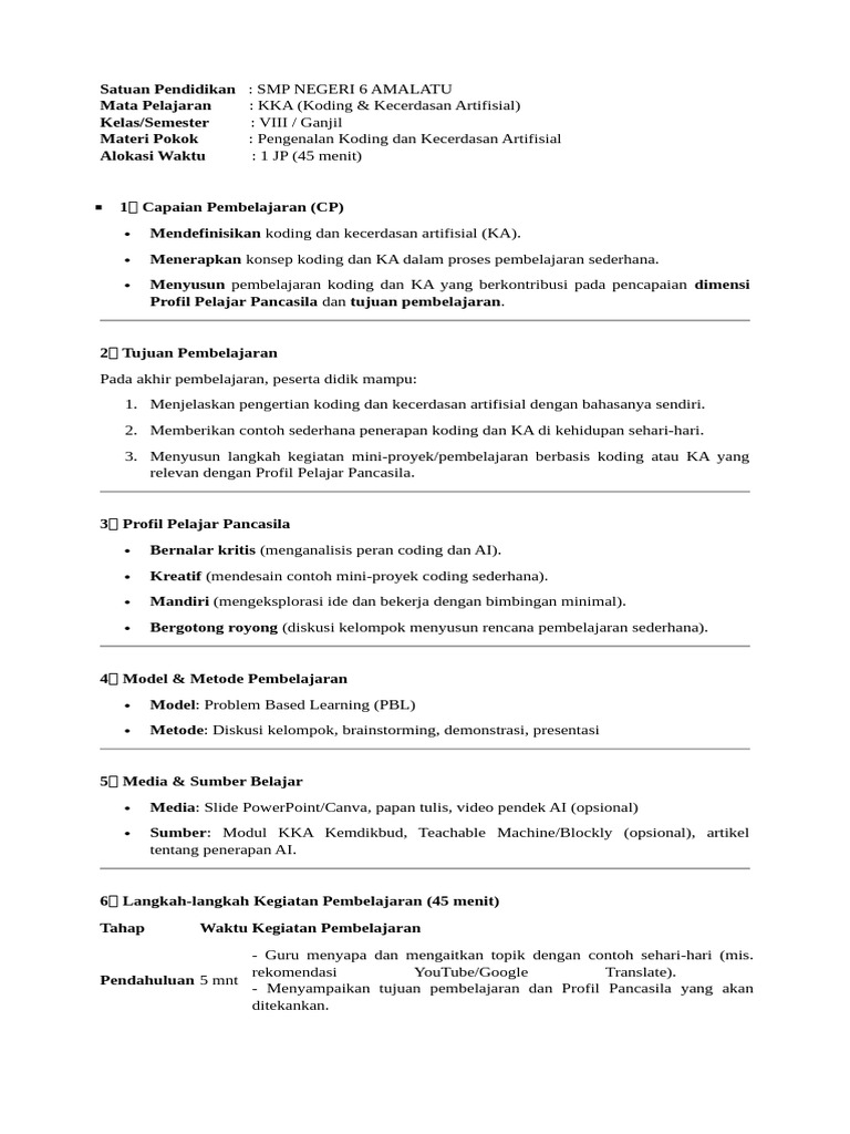 Pengenalan Koding dan AI untuk SMP | PDF