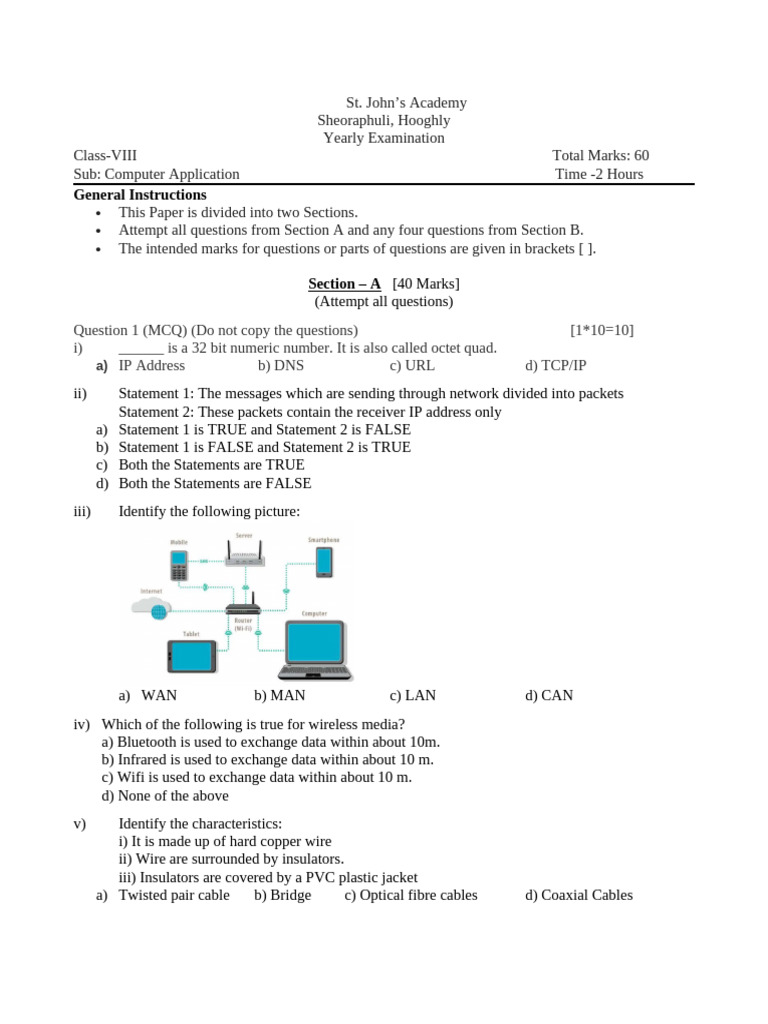 Class Viii | PDF | Computer Network | Computer Science
