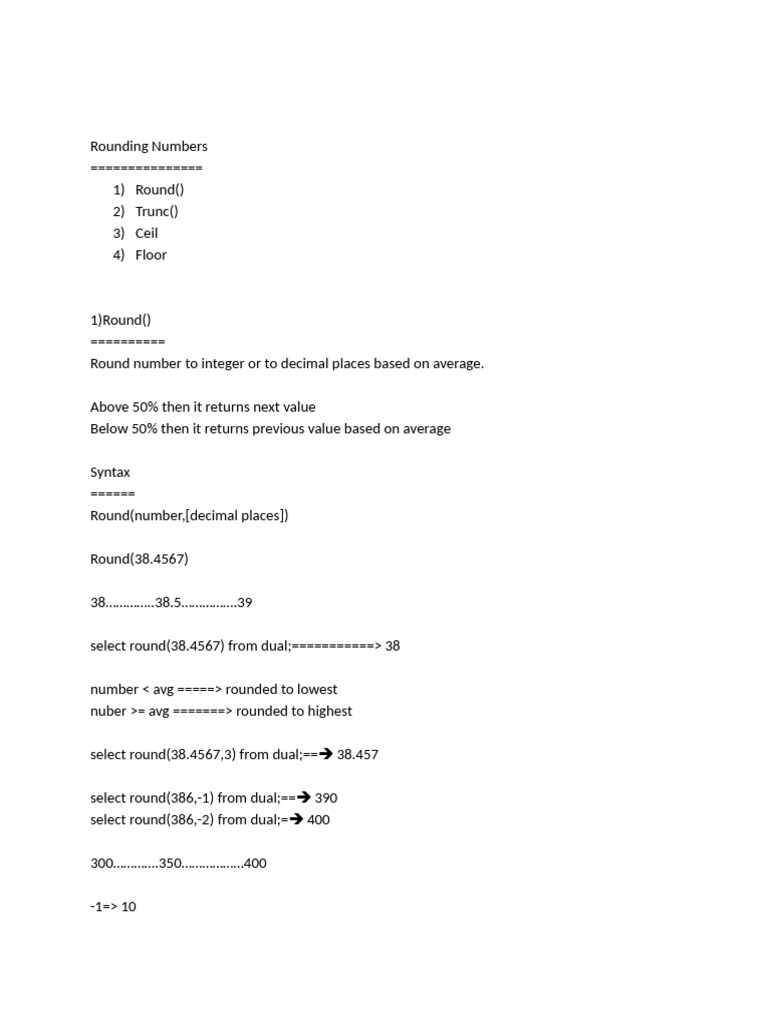 Rounding Numbers | PDF | Table (Database) | Databases