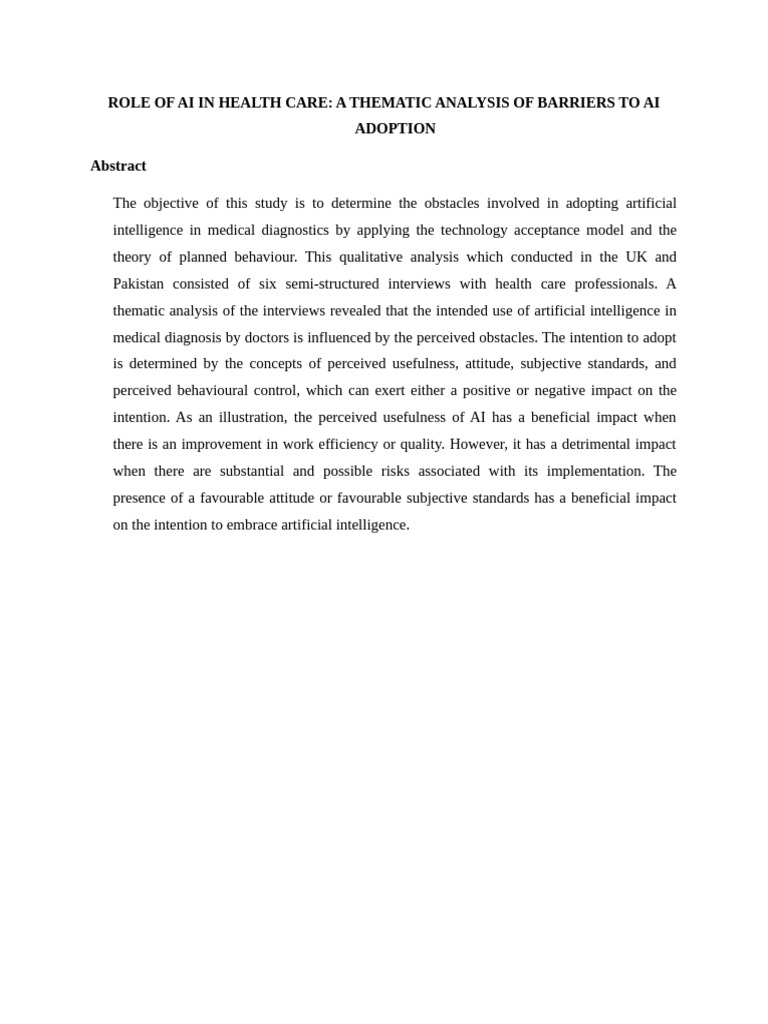 Barriers to AI Adoption in Healthcare | PDF | Artificial Intelligence ...