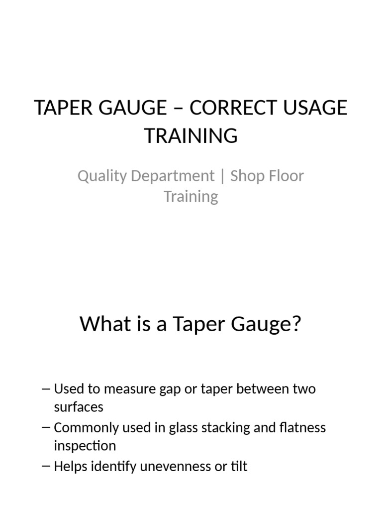 Taper Gauge Usage Training Guide | PDF