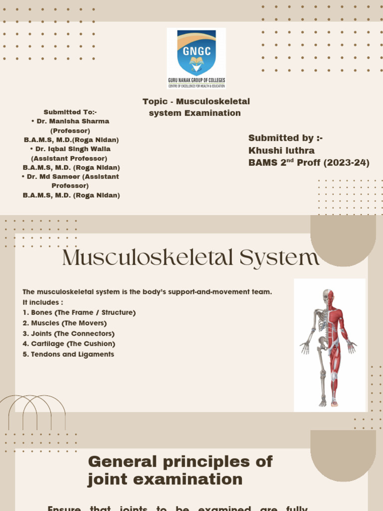 Musculoskeletal System Examination Guide | PDF | Anatomical Terms Of ...