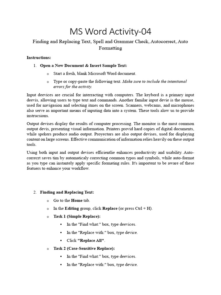 MS Word Text Editing Techniques | PDF | Microsoft Word | Input/Output