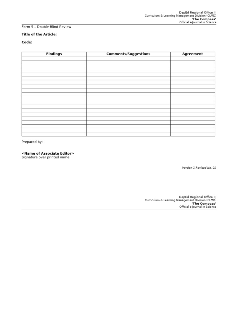 Form 5 Double Blind Review | PDF