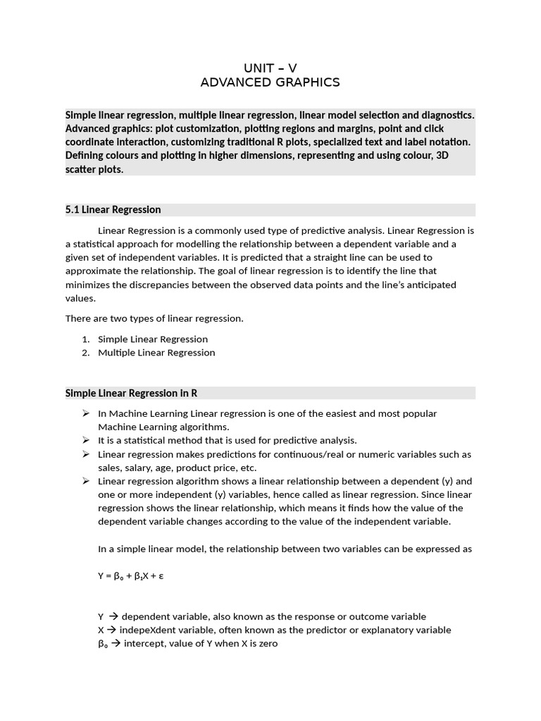 Advanced Linear Regression and Graphics in R | PDF | Linear Regression ...
