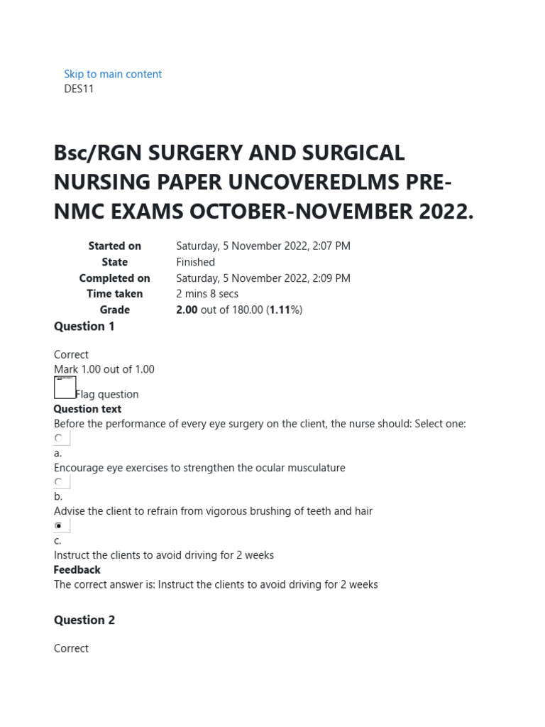 BSCRGNSURG08_ SURGERY AND SURGICAL NURSING PAPER (08) UNCOVEREDLMS PRE ...