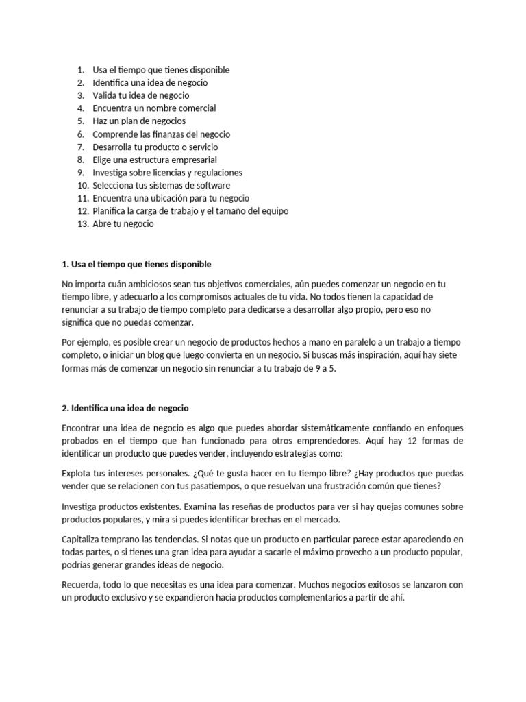 Pasos para Crear Un Emprendimiento | PDF | Plan de negocios | Software