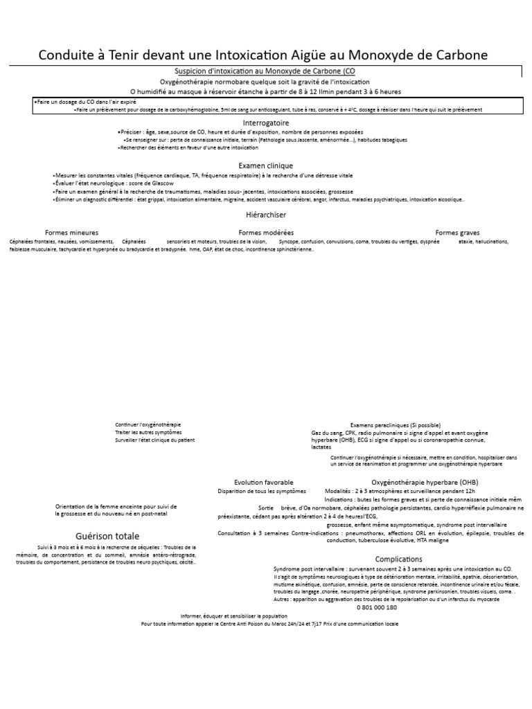 Intoxication au Monoxyde de Carbone : Guide d'Intervention | PDF ...