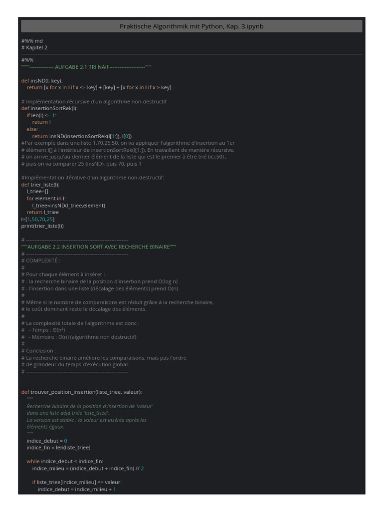 Tri par insertion et Quicksort en Python | PDF | Informatique | Génie ...