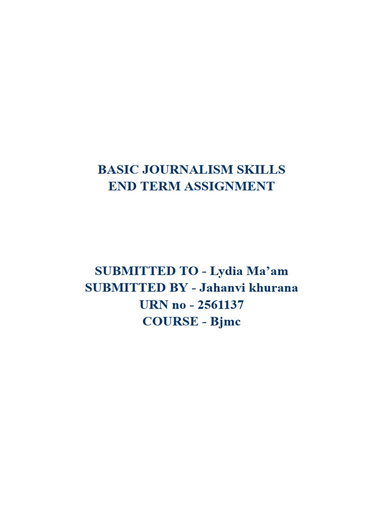 Basic Journalism Skills Assignment | PDF | Human Communication