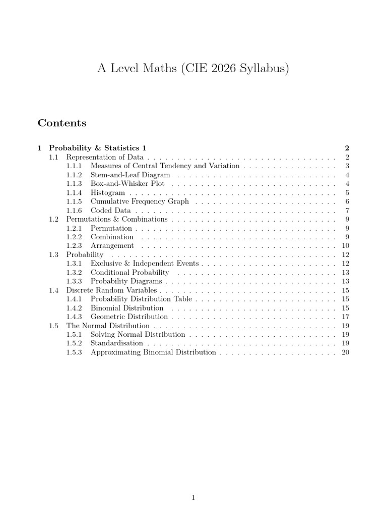 A_Level_Maths S1 | PDF | Histogram | Probability Distribution