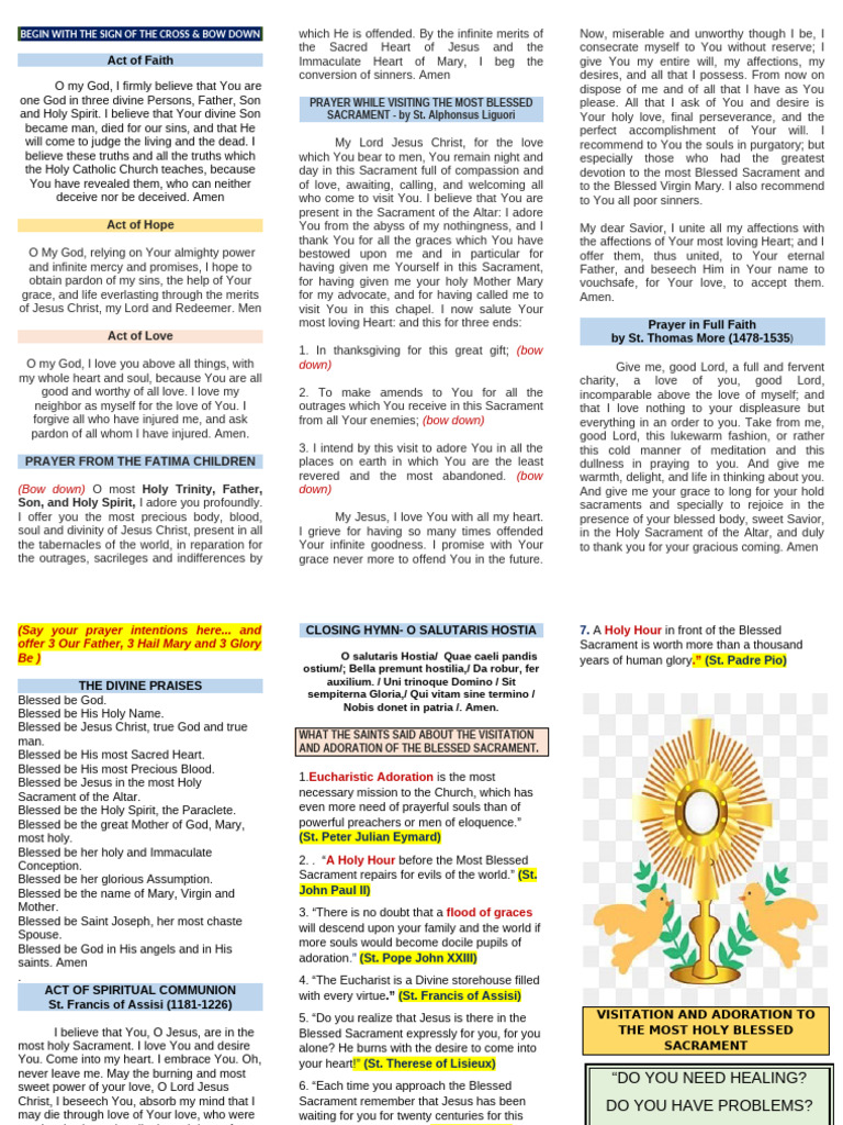 Adoration and Prayers for the Blessed Sacrament | PDF | Eucharist ...