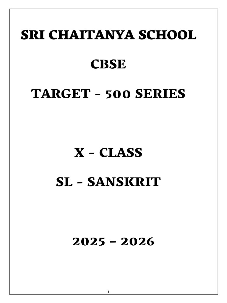 CBSE Target 500 Material - Sanskrit | PDF