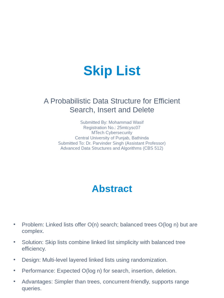 Efficient Skip List Data Structure | PDF | Applied Mathematics ...