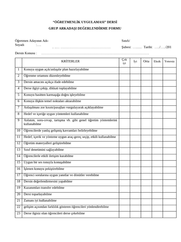 Akran Değerlendirme 2 | PDF