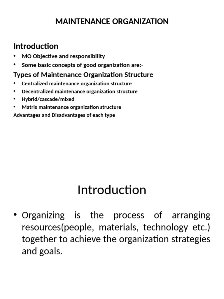 Types of Maintenance Organization Structures | PDF | Business