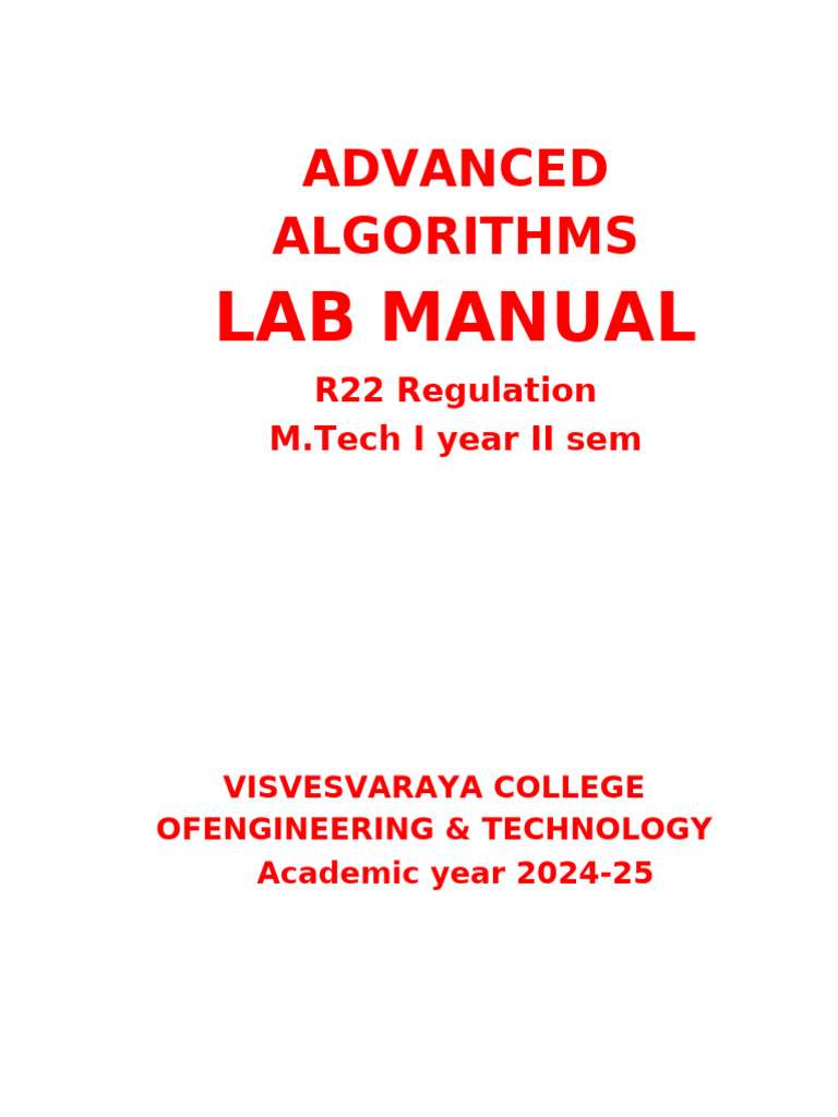Advanced Algorithms Lab Manual (2) | PDF | Combinatorics | Graph Theory