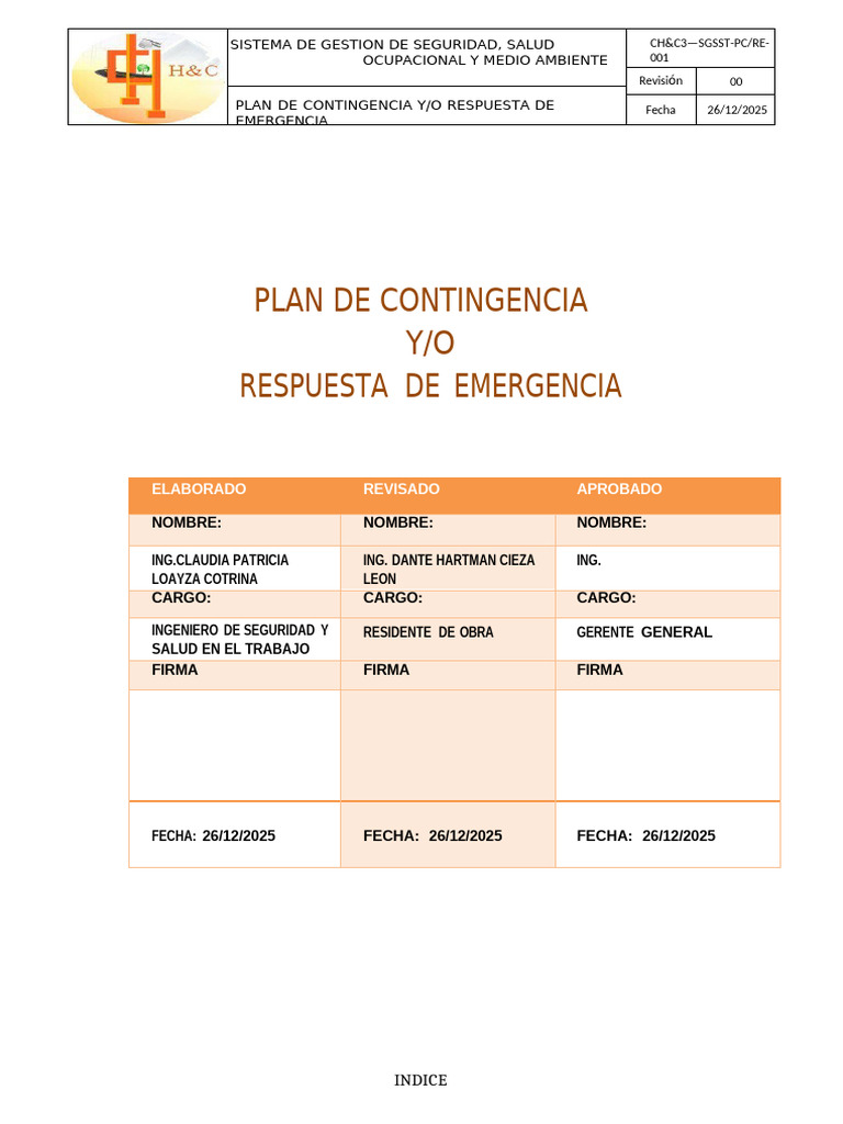 Plan de Contingencia y Emergencias SGSST | PDF | Seguridad y salud ...