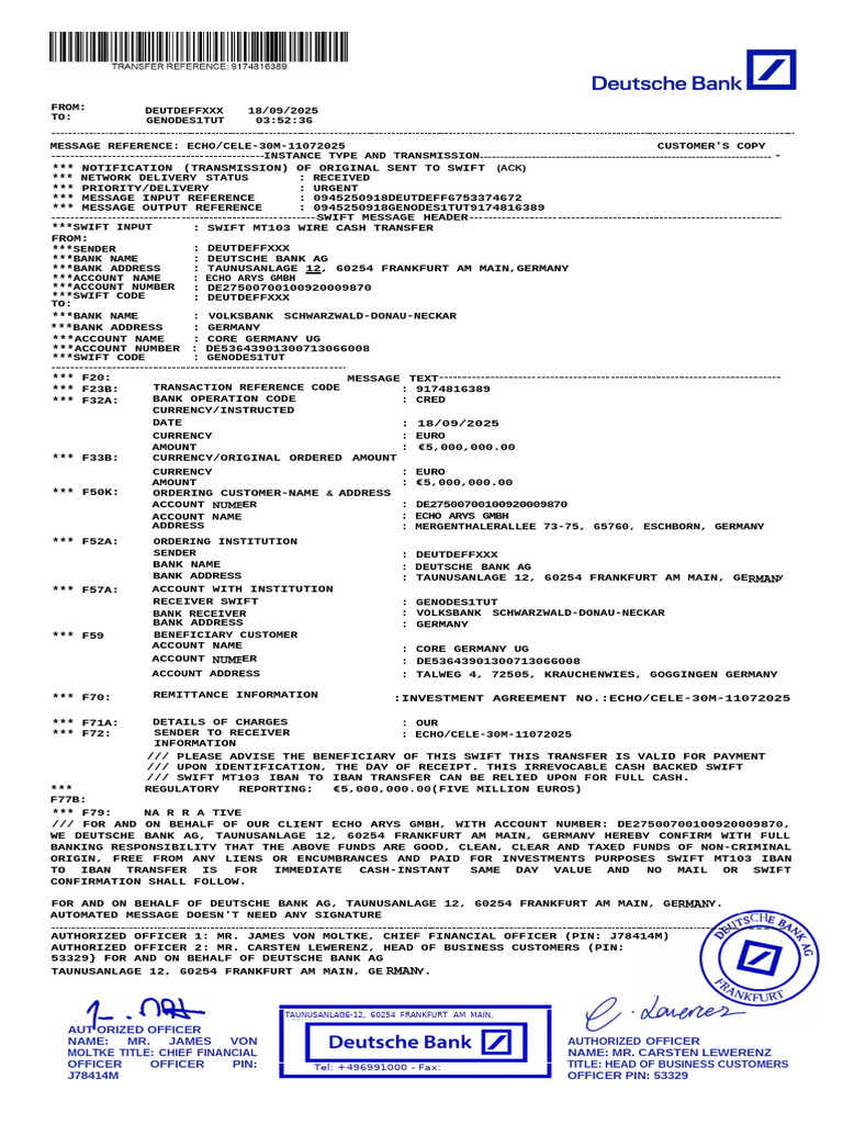 SWIFT MT103 Transfer Notification | PDF | Transmission Control Protocol ...