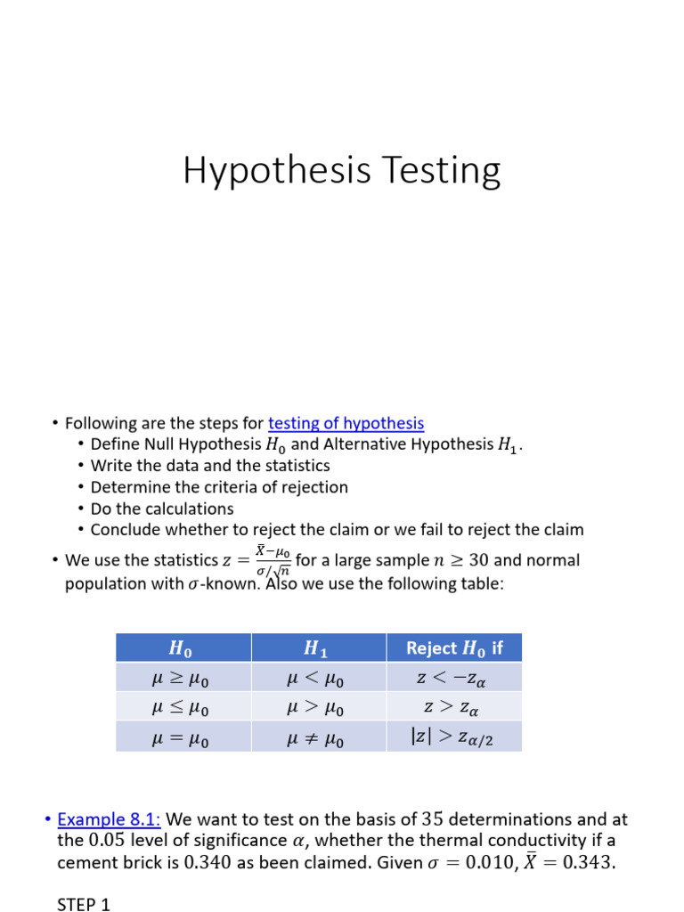 Steps for Hypothesis Testing Explained | PDF | Statistics | Hypothesis