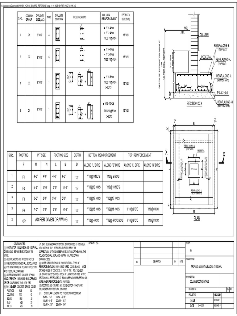 Column and Footing Details for Medchal Project | PDF | Concrete ...