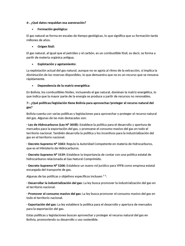 Políticas de gas natural en Bolivia | PDF
