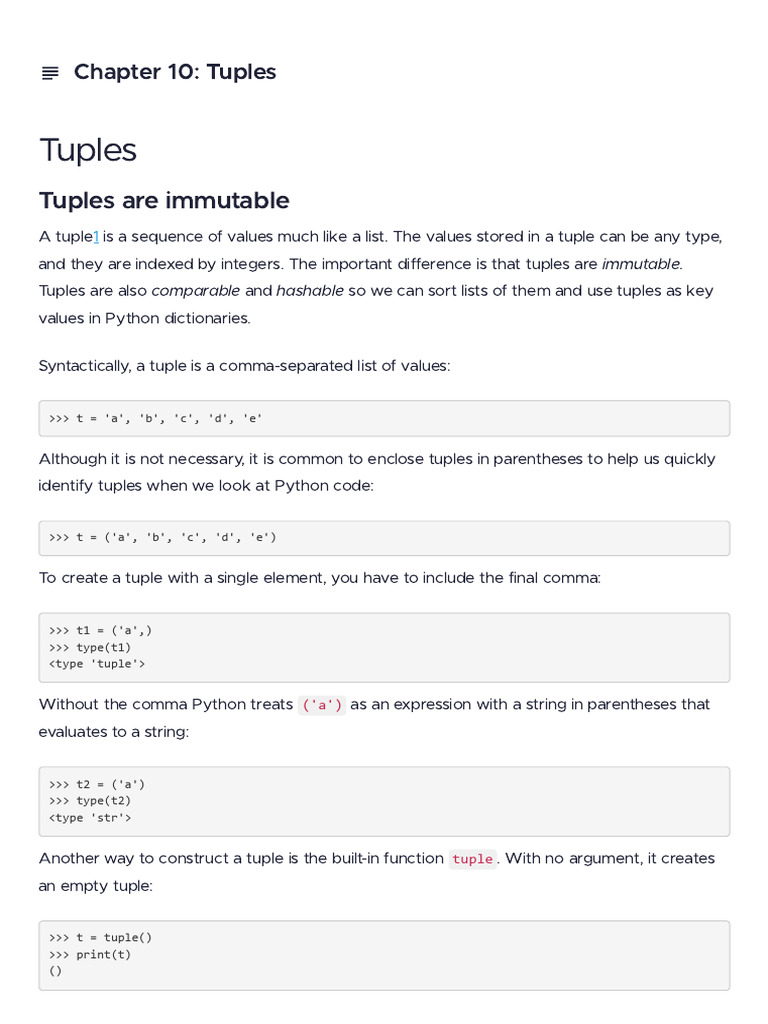 Chapter 10 Tuples | PDF | Parameter (Computer Programming) | String ...
