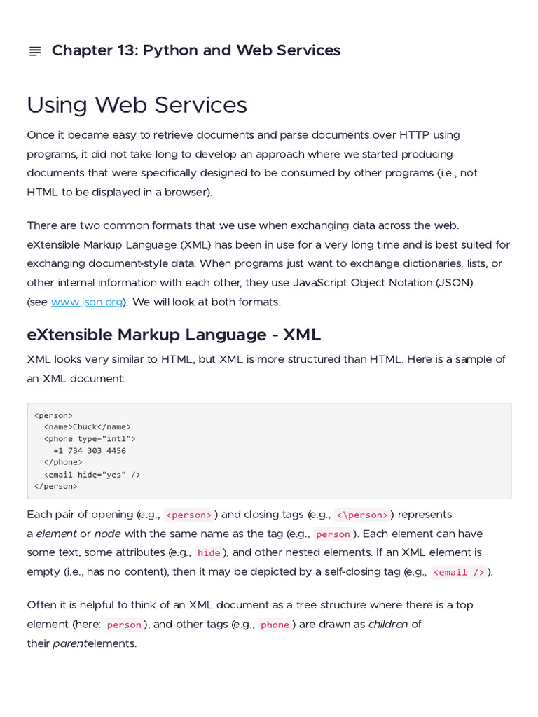 Python Web Services: XML & JSON Guide | PDF | Xml | Service Oriented ...