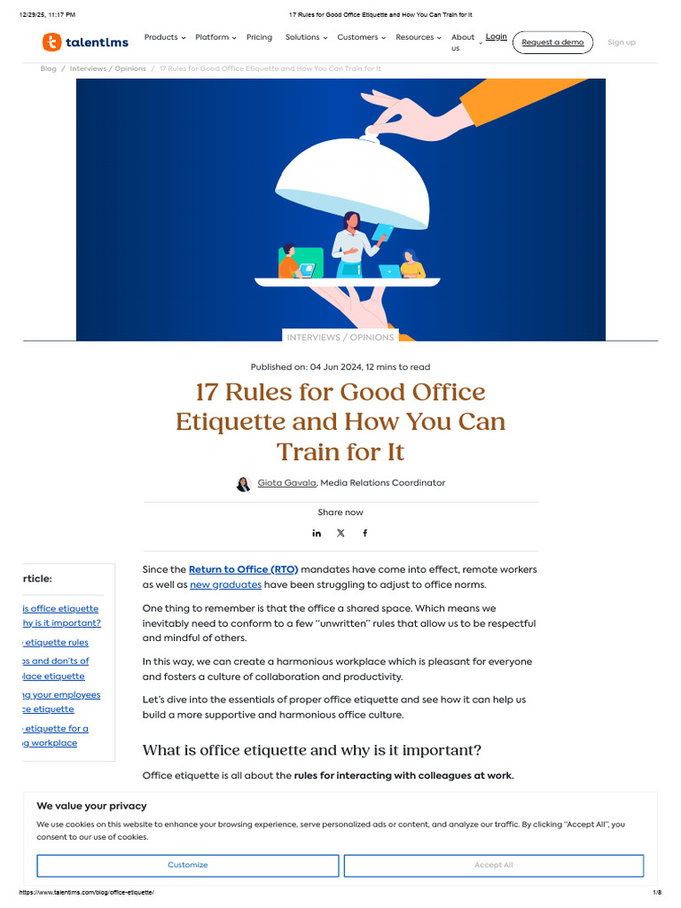17 Essential Office Etiquette Rules | PDF | Http Cookie | Odor