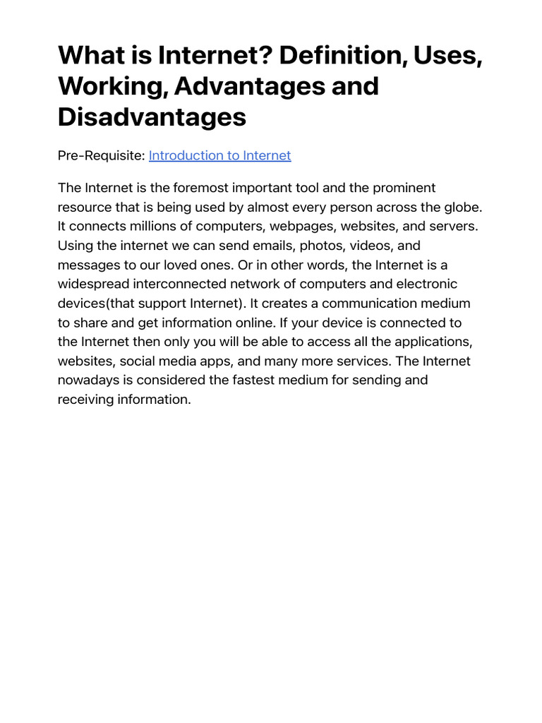What is Internet Definition, Uses, Working, Advantages and ...