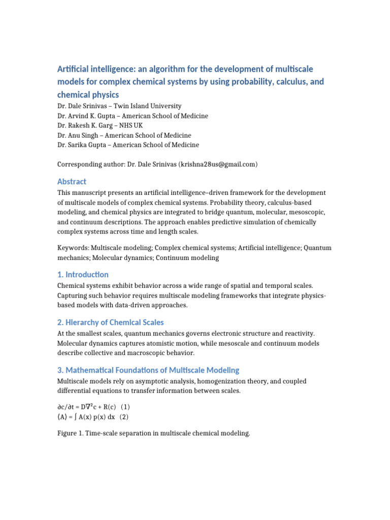 AI Multiscale Models Complex Chemical Systems Elsevier | PDF ...