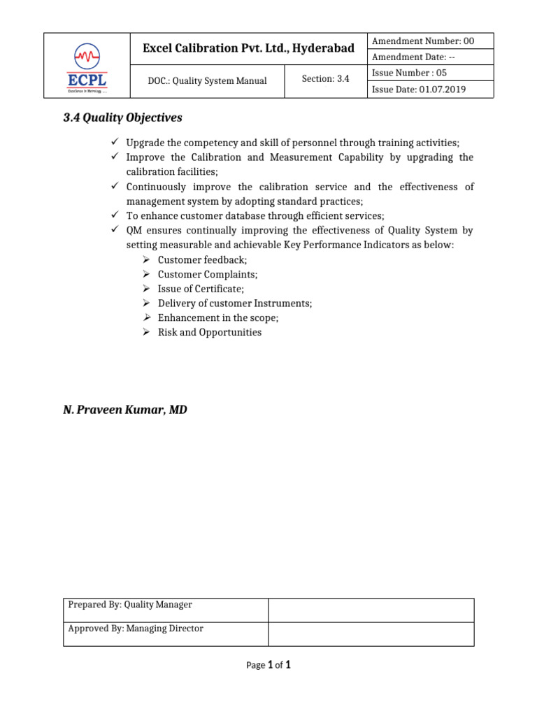 3.4.Quality Objectives | PDF