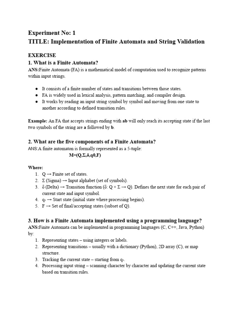 Finite Automata Implementation Guide | PDF | Parsing | Computer Programming