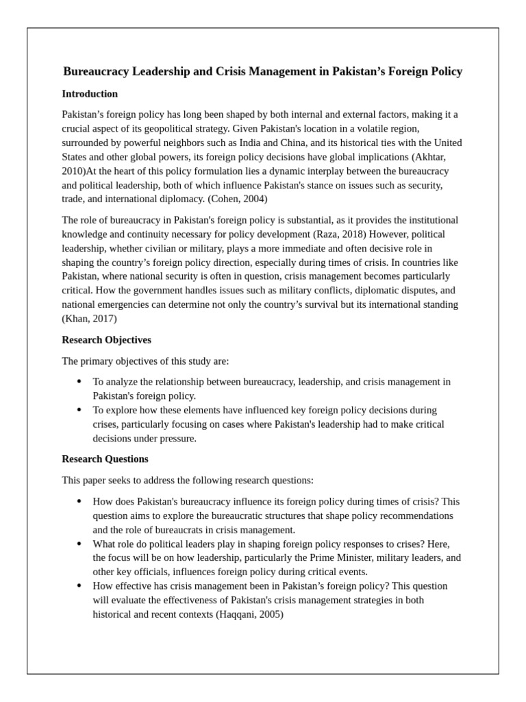 Bureaucracy and Leadership in Pakistan's Foreign Policy | PDF ...