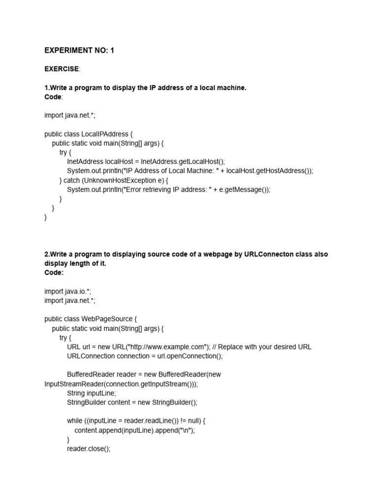 Java Networking Programs and Exercises | PDF | Spring Framework | Java ...