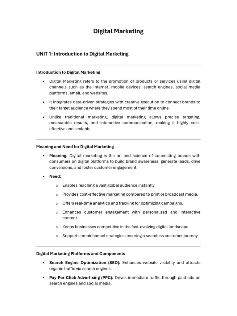 UNIT 1: Introduction To Digital Marketing | PDF | Digital Marketing ...