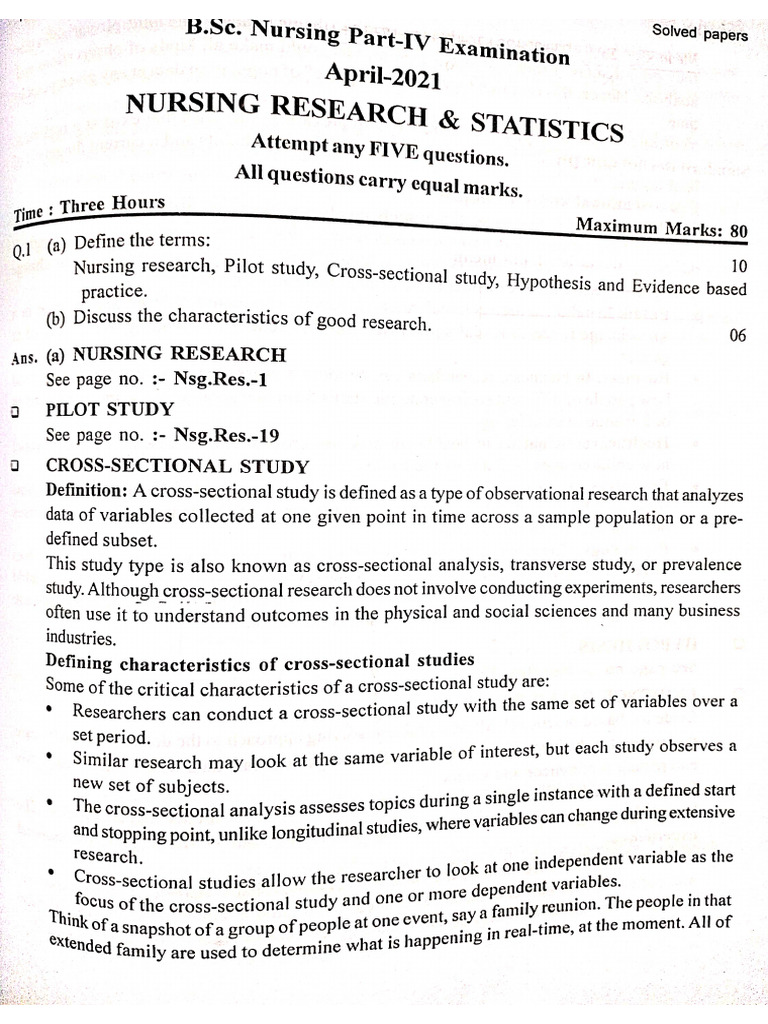 Research and Statistics Solved Paper | PDF