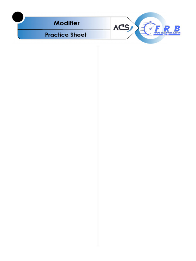 Modifier Practice Exercises for English | PDF | Verb | Adjective