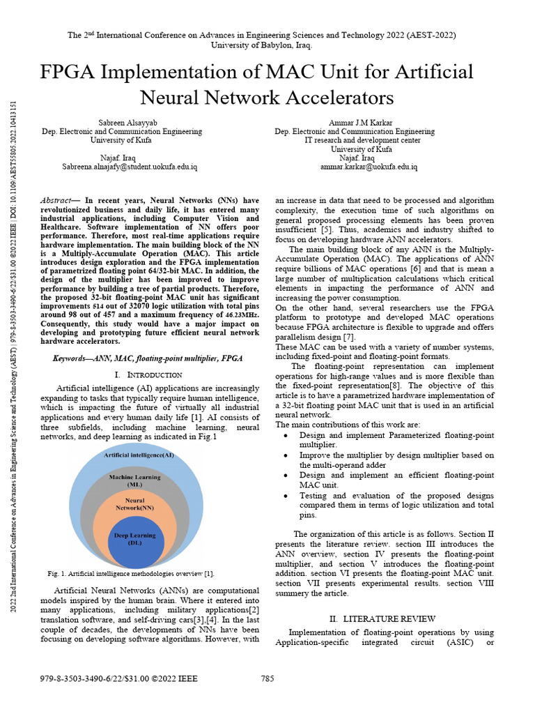 FPGA Implementation of MAC Unit For Artificial Neural Network ...