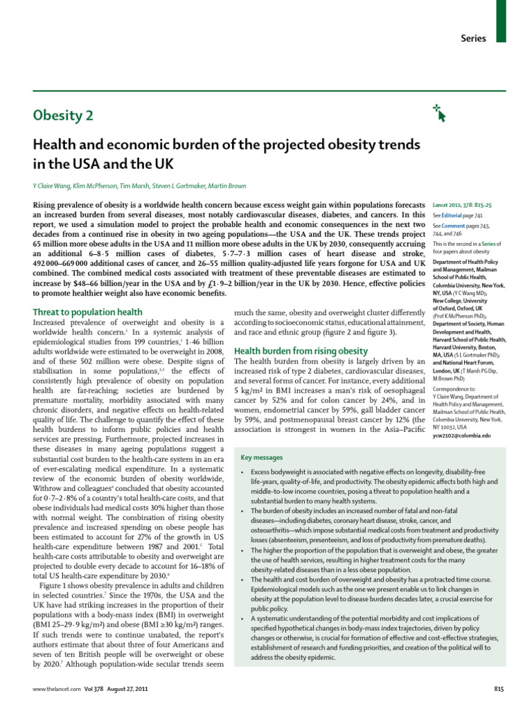 Obesity's Health and Economic Impact | PDF | Obesity | Body Mass Index