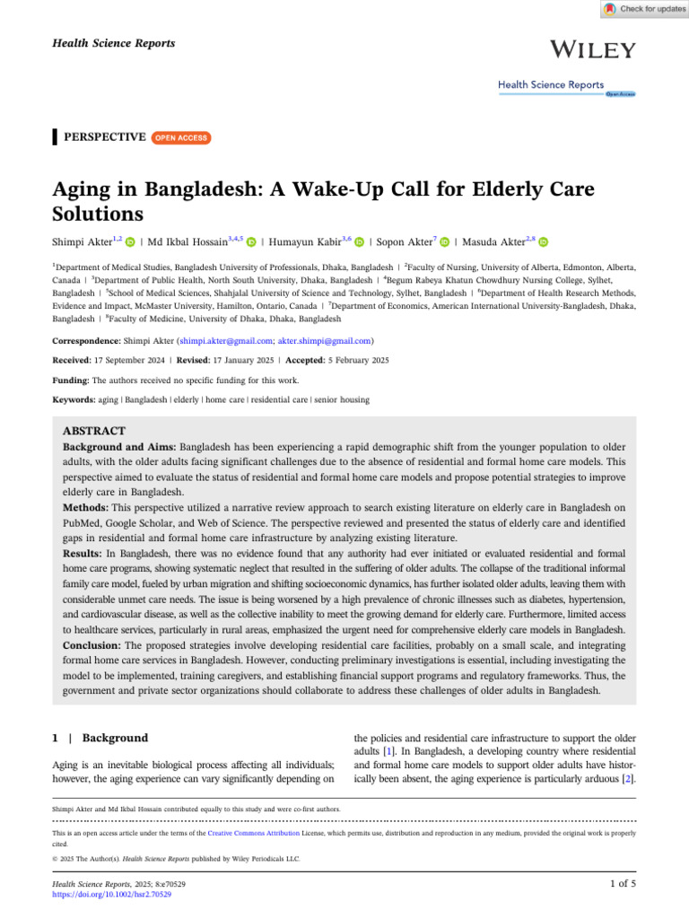 Elderly Care Challenges in Bangladesh | PDF | Elderly Care | Ageing