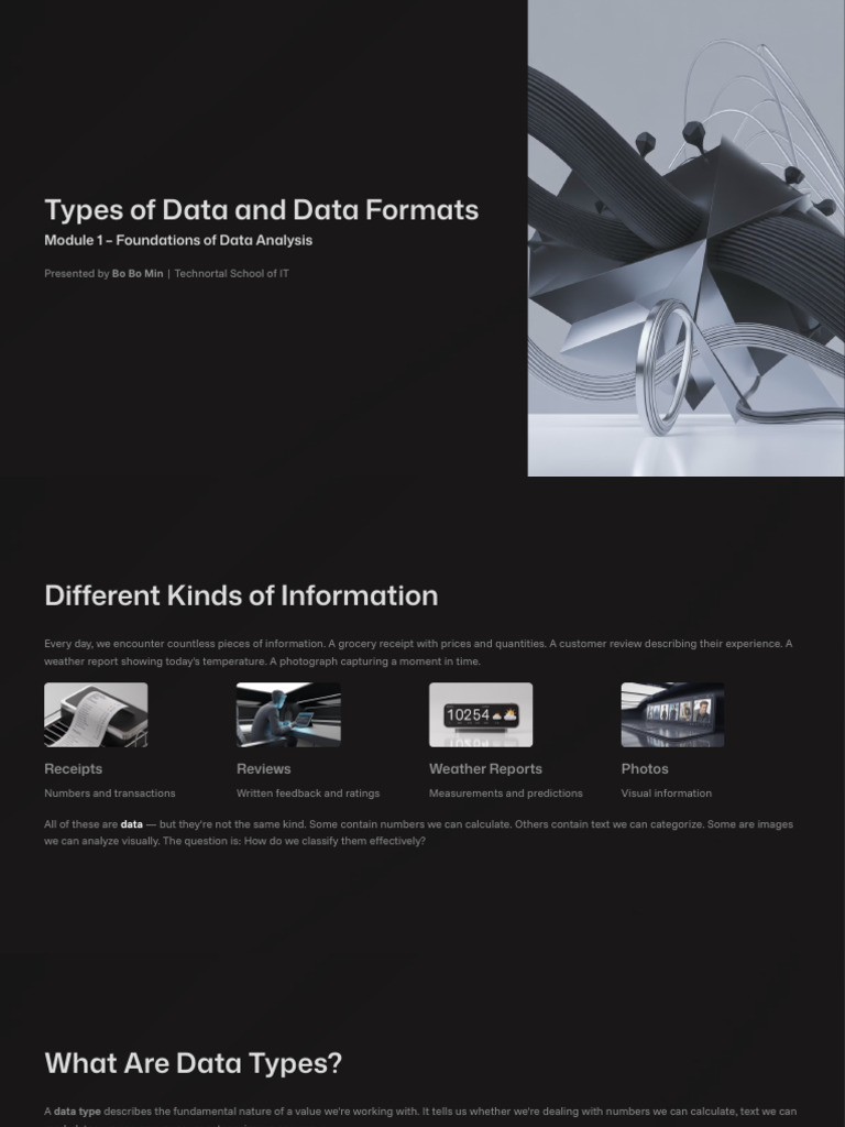 Types of Data and Data Formats | PDF | Data | Microsoft Excel