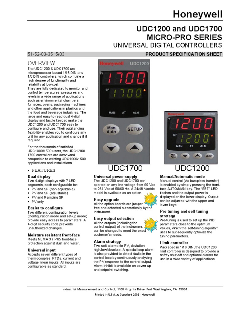 Honeywell UDC1200 | Relay | Power Supply
