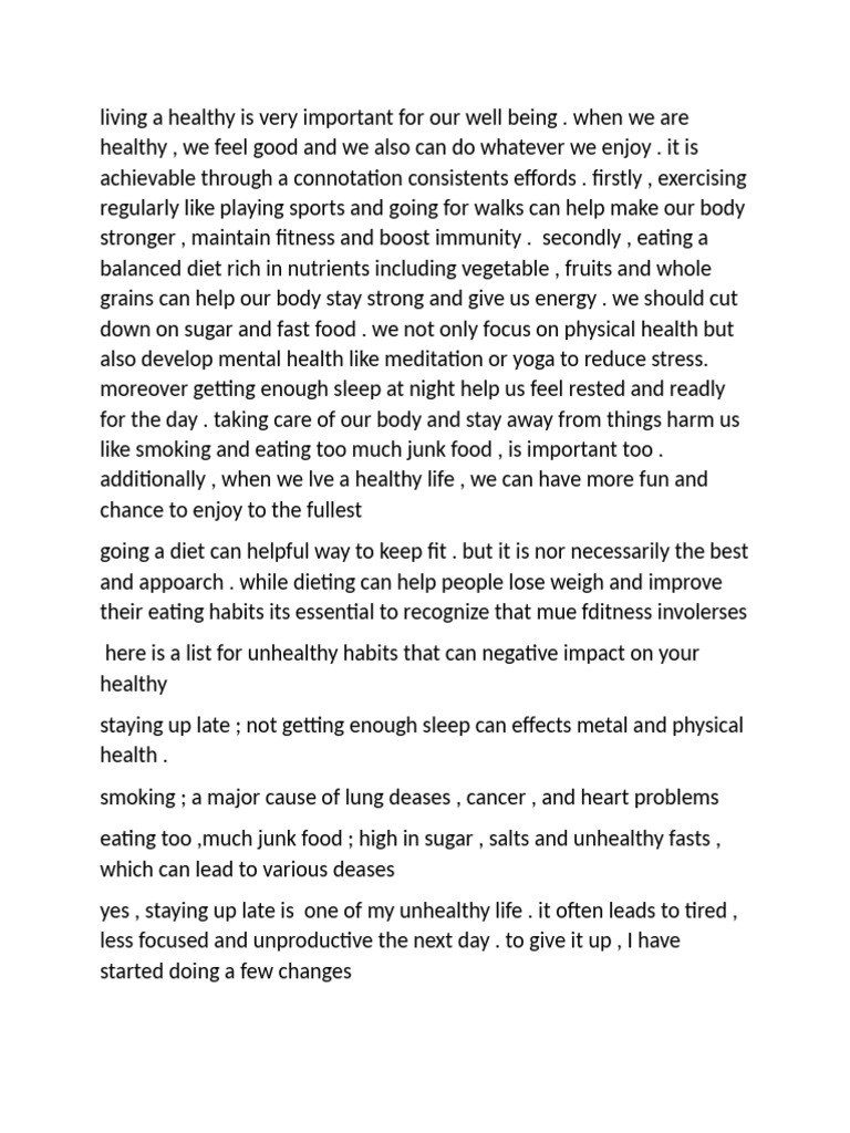 Living A Healthy Is Very Important For Our Well Being | PDF