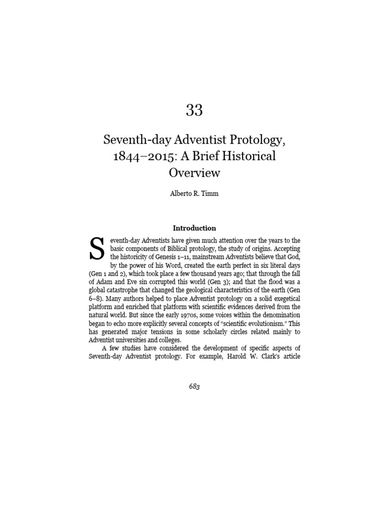 Seventh Day Adventist Protology | PDF | Creationism | Genesis Flood ...