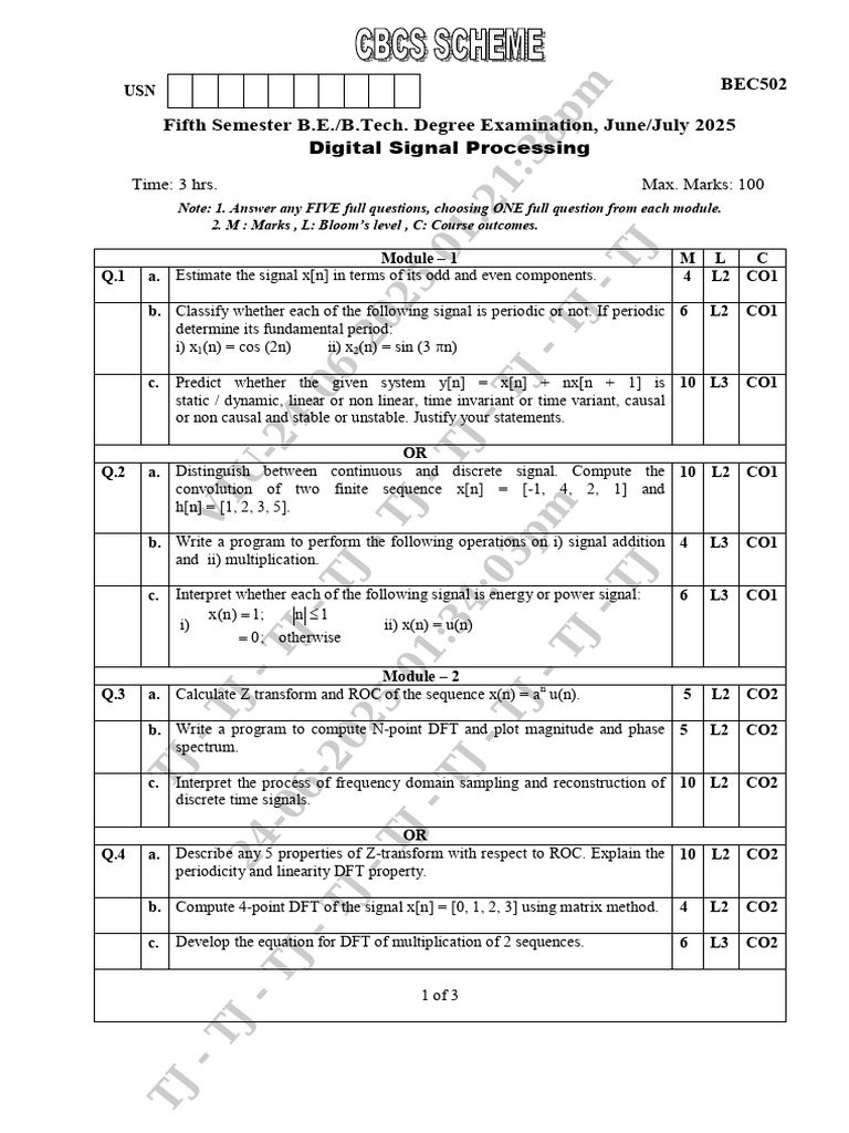 Digital Signal Processing Exam June 2025 | PDF | Discrete Fourier ...